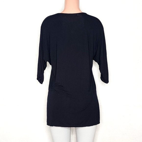 Michael Stars Black 3/4 Dolman Sleeve Tee Top One Size or Medium / Large Hi-Low - Picture 3 of 6